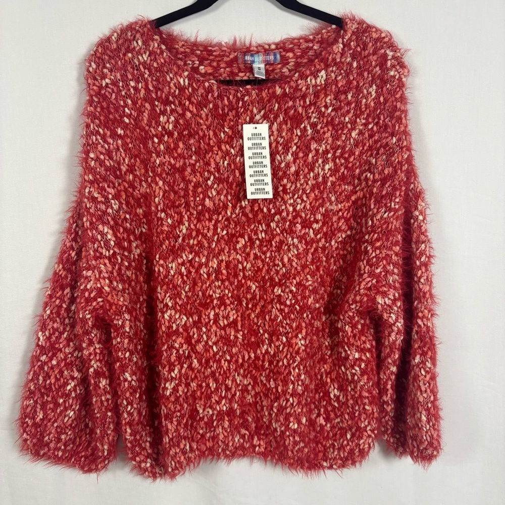 Urban Outfitters UO Jamie Fuzzy Chunky Soft Oversized Red Sweater Size Medium